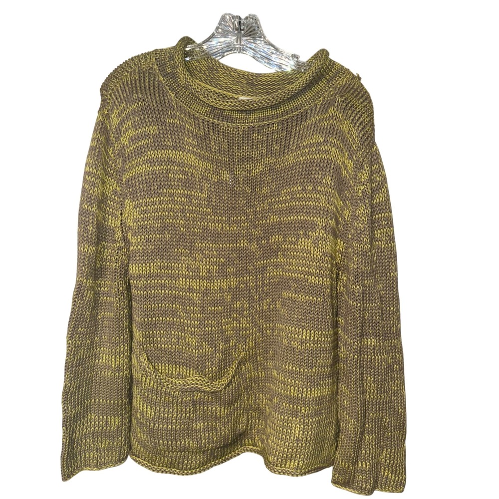 Caravan Vintage Pullover Womens M/L Green Brown Cotton Sweater